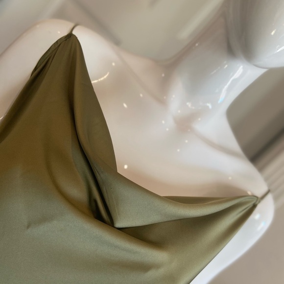 Kilo Brava~For Playful Promises~Olive~Relaxed Fit~Slip Dress~Leg Slit~Size 2X - Picture 14 of 16